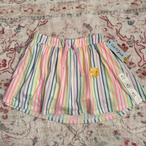 Cat & Jack Girls Multi-Colored Knit Skirt Shorts M 7/8 Rainbow Pull On Pink - Picture 1 of 6